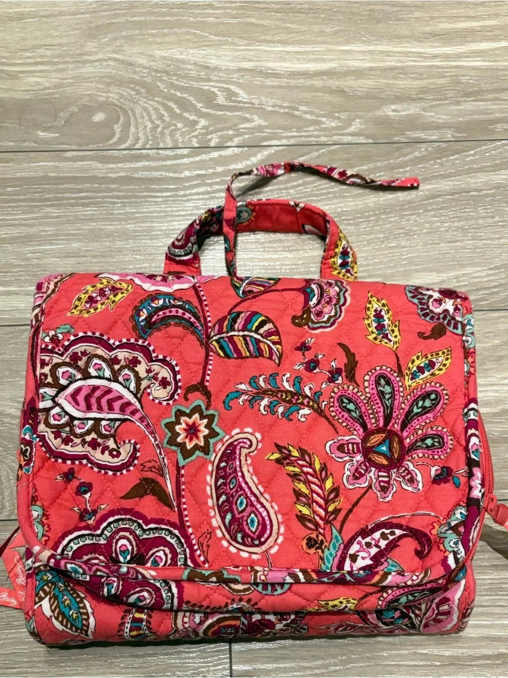 Vera Bradley Coral Pink Floral Quilted Hanging Travel Organizer